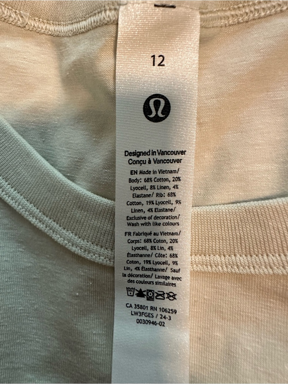 lululemon🍋Classic Fir Cotton Blend Long-Sleeve Crew - Bone Size 12 NWT - Picture 8 of 9